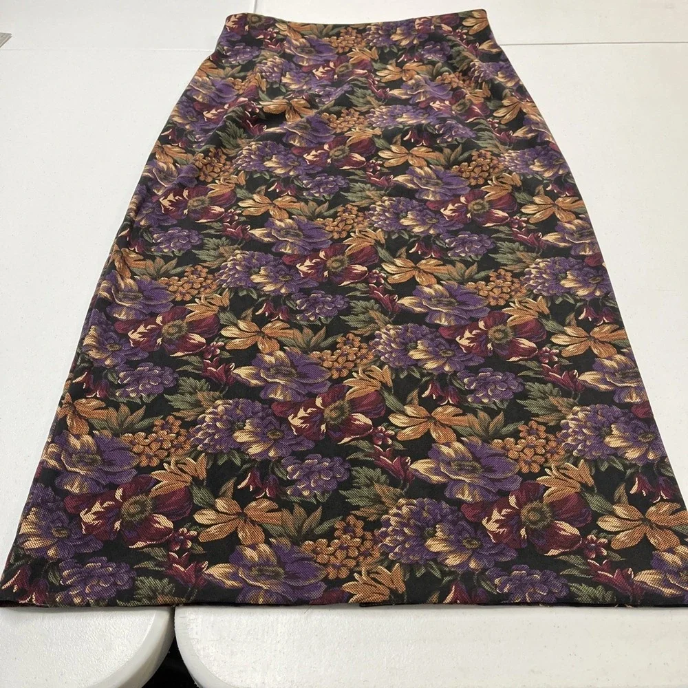 Vintage Briggs Skirt Dark Floral Maxi Womens‎ 14P Whimsigoth Dark Cottagecore
